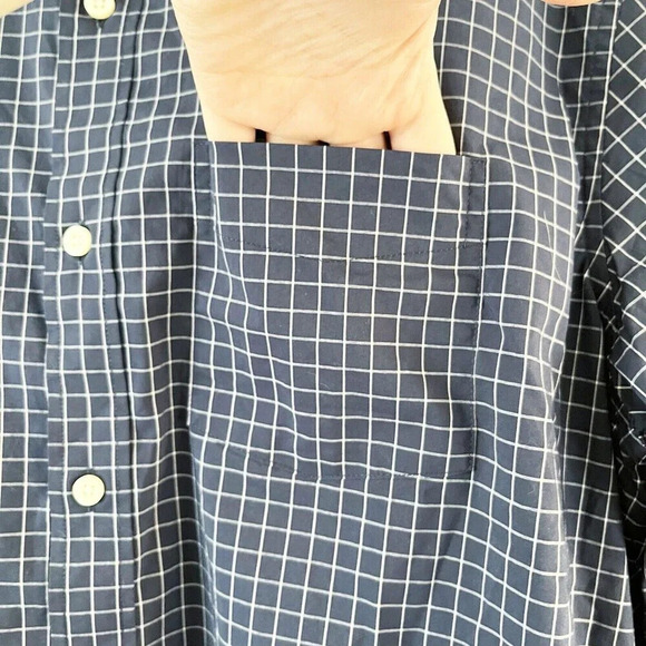 Gap Mens Navy Window Pane Button Up Shirt Sz L Standard Fit Performance Cotton - Picture 9 of 12